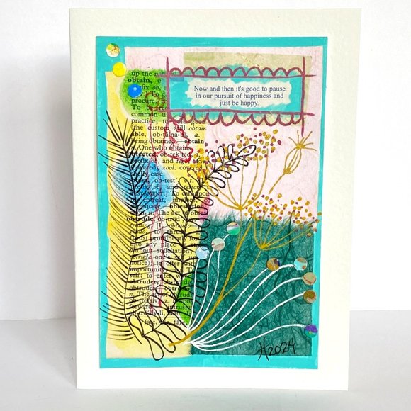 Collage Art Handmade Original Blank Greeting Card and Envelope Frame Ready - Picture 2 of 5